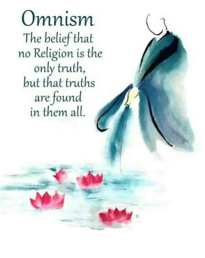 Omnism illustration: the belief that no religion is the only truth, but that truths are found in them all
